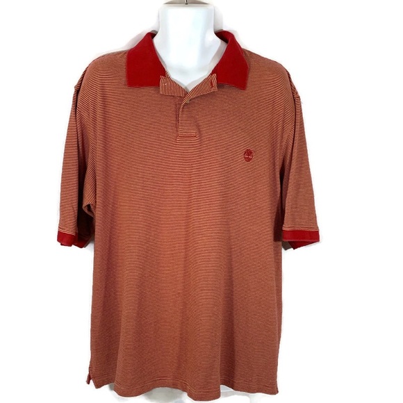 Timberland Red Striped Short Sleeve Polo Size XL - Picture 1 of 6